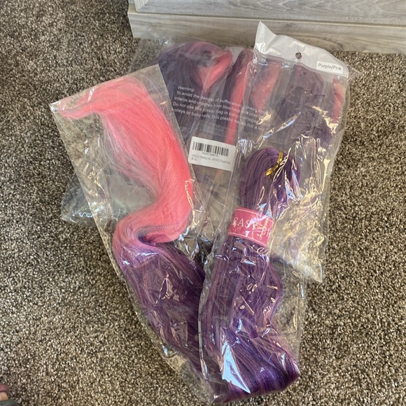 MSBELLE Braiding Pink Purple Braiding Hair 6 Pack Hair Pre stretched - Picture 6 of 8